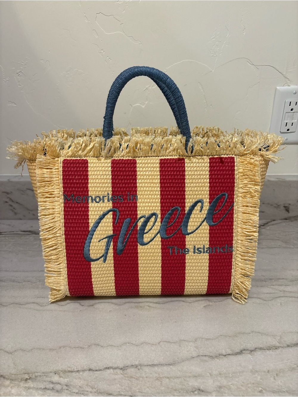 Patricia Nash Memories of Greece Straw Tote Bag - Picture 2 of 6
